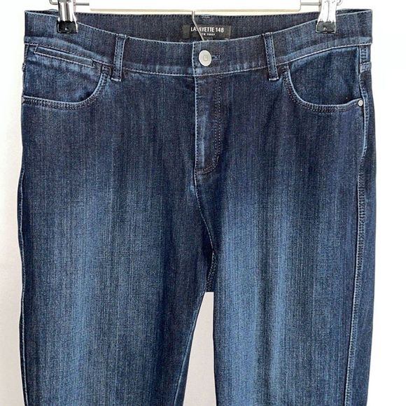 Lafayette 148 New York Mid Rise Flared Blue Jeans, size 4 - Picture 2 of 8